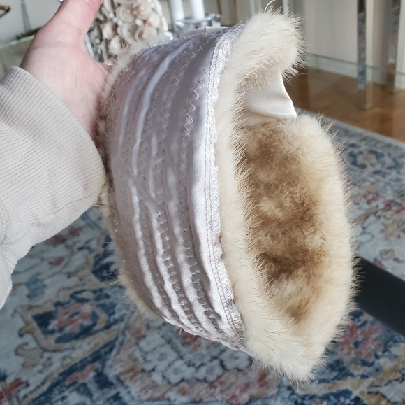 Vintage MINK Fur Natural Pastel Blonde Headband Neck Warmer Collar - Picture 9 of 11